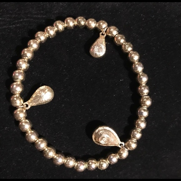 Gold Bead Bracelet With Teardrop Charms - Picture 3 of 3